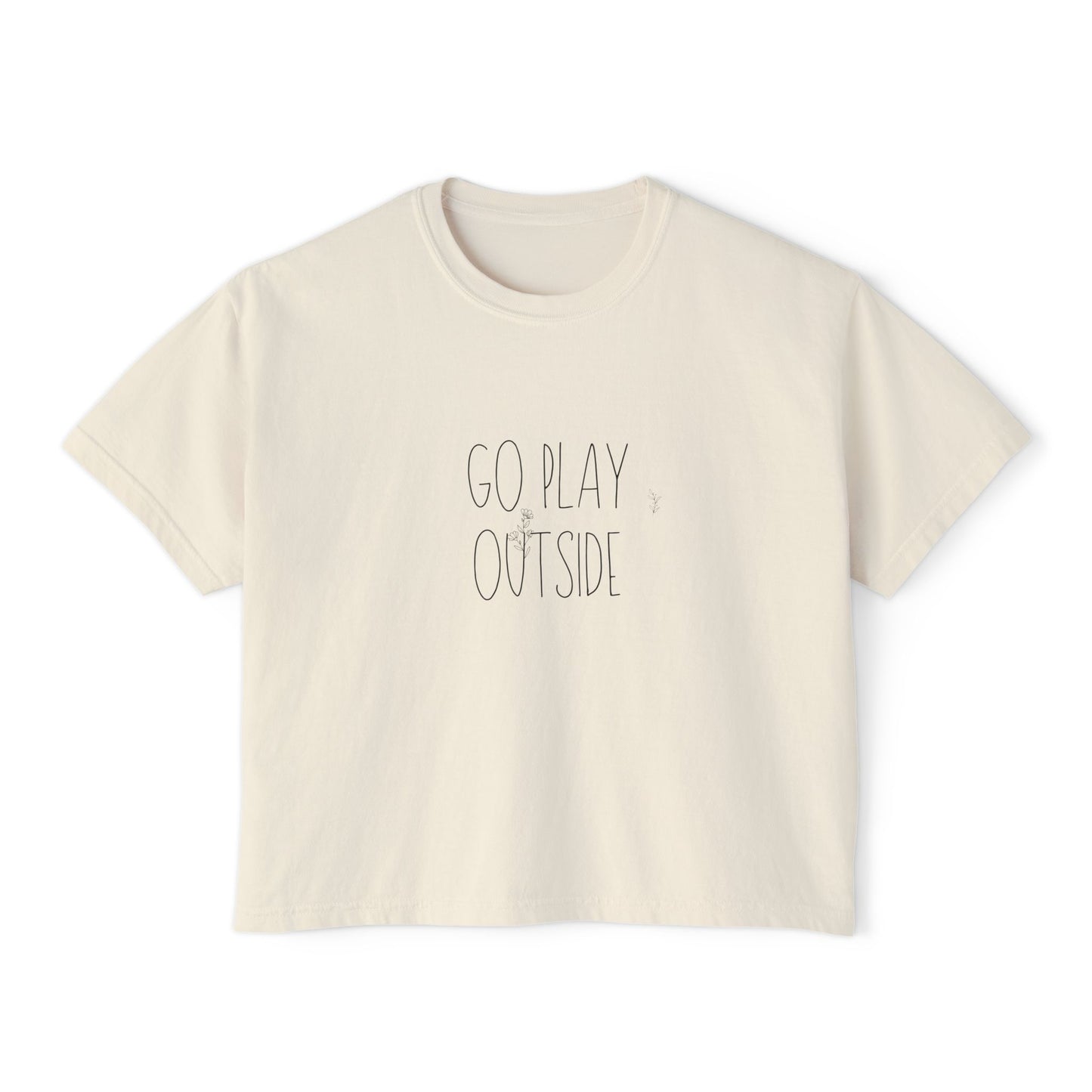 Women's Boxy Tee - GO PLAY OUTSIDE, Casual Summer Tee, Outdoor Adventure Shirt, Gift for Nature Lovers, Soft Cotton Top