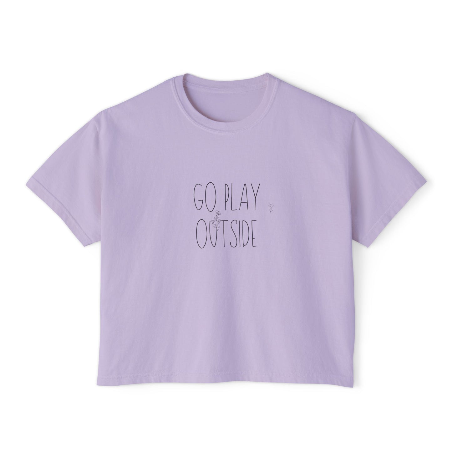 Women's Boxy Tee - GO PLAY OUTSIDE, Casual Summer Tee, Outdoor Adventure Shirt, Gift for Nature Lovers, Soft Cotton Top
