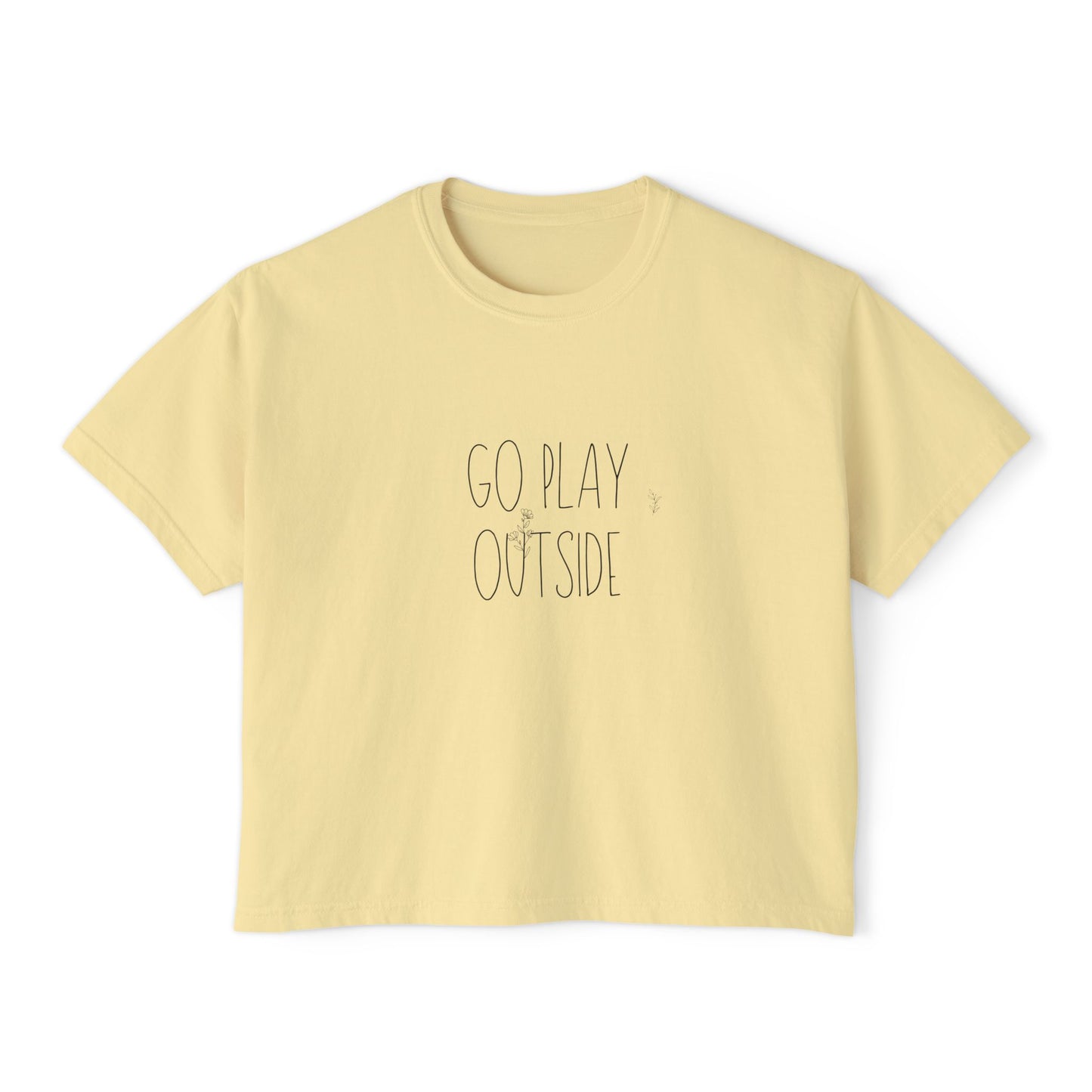Women's Boxy Tee - GO PLAY OUTSIDE, Casual Summer Tee, Outdoor Adventure Shirt, Gift for Nature Lovers, Soft Cotton Top