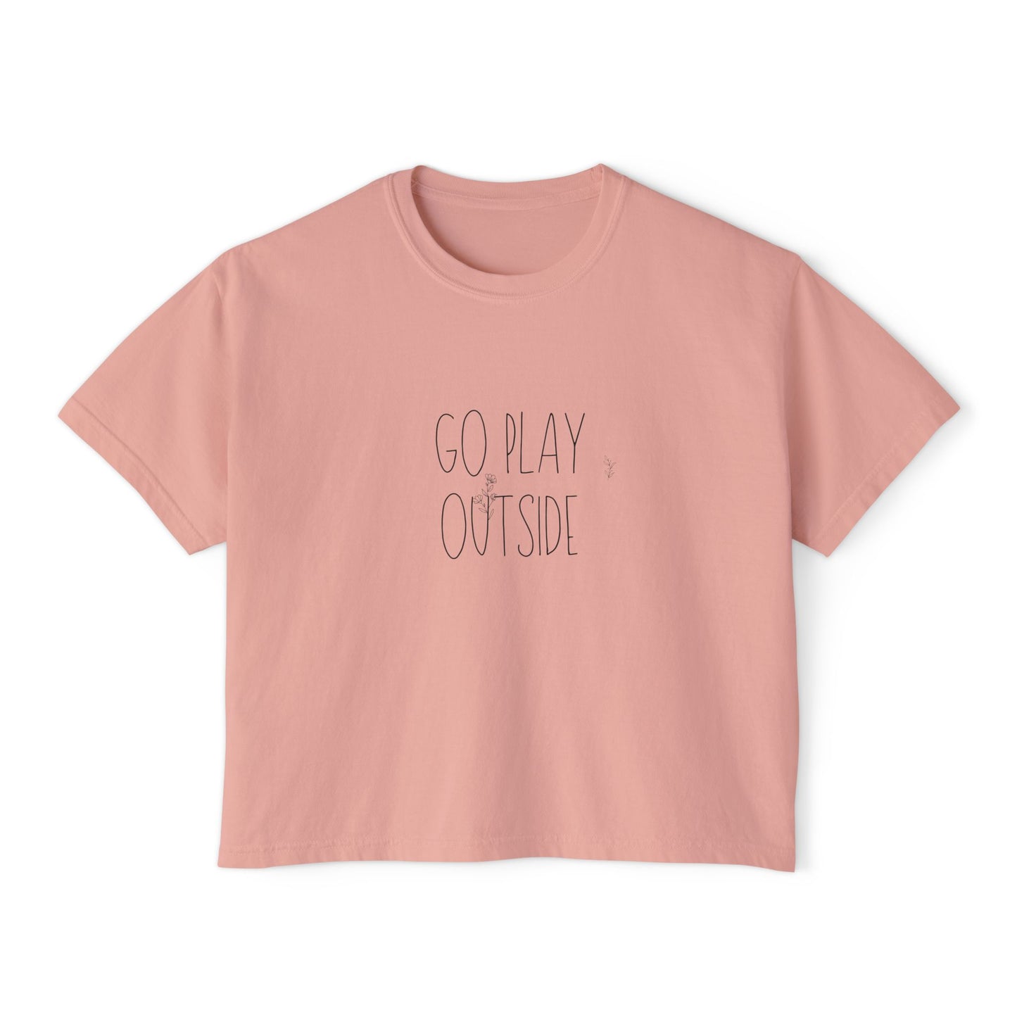 Women's Boxy Tee - GO PLAY OUTSIDE, Casual Summer Tee, Outdoor Adventure Shirt, Gift for Nature Lovers, Soft Cotton Top